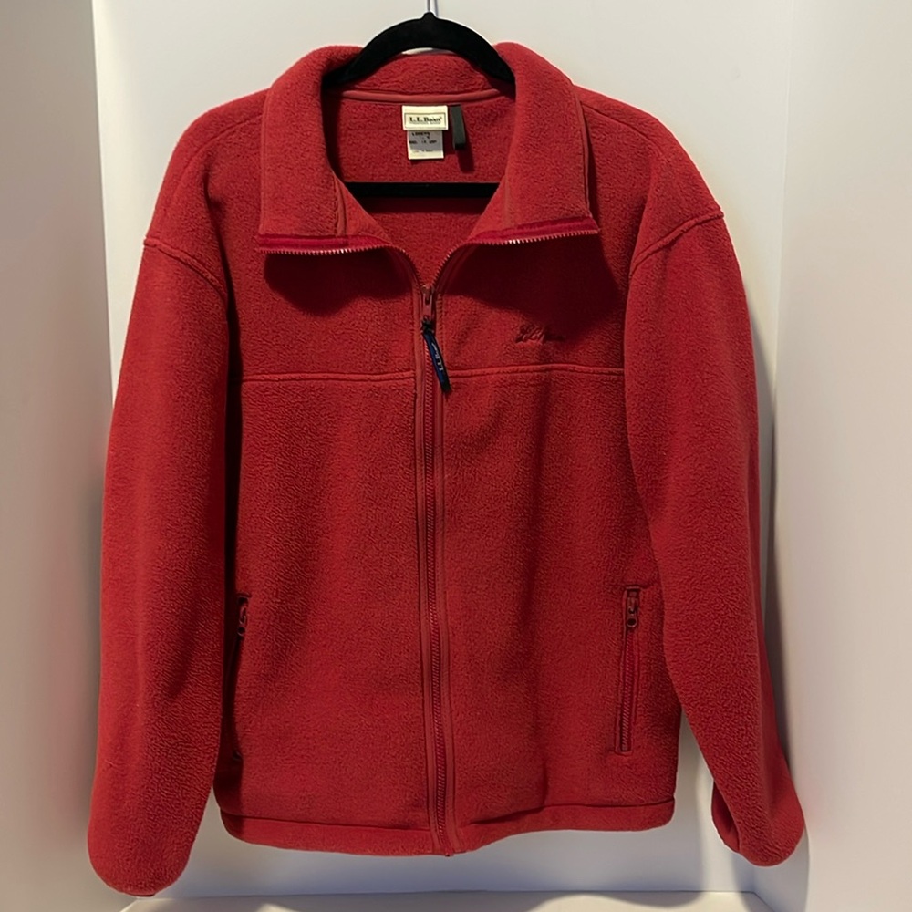 Vintage L.L. Bean Red Fleece Full Zip Jacket Women’s Size Large Casual Outdoor